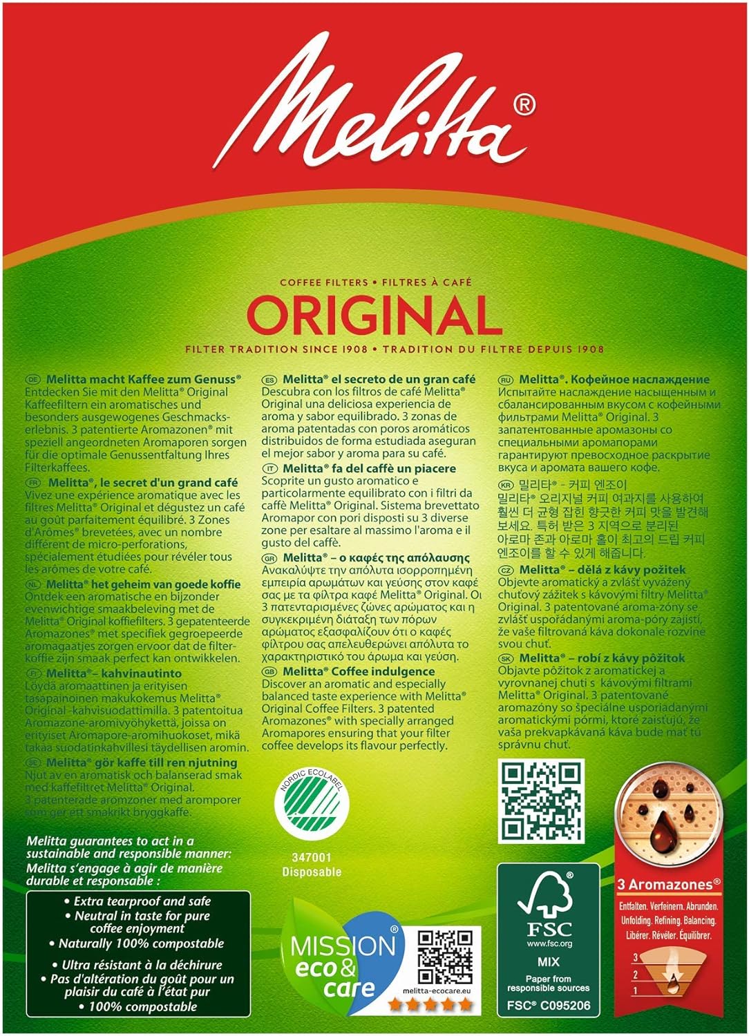 Filtro de papel de café Melitta 102 (30 contagens)